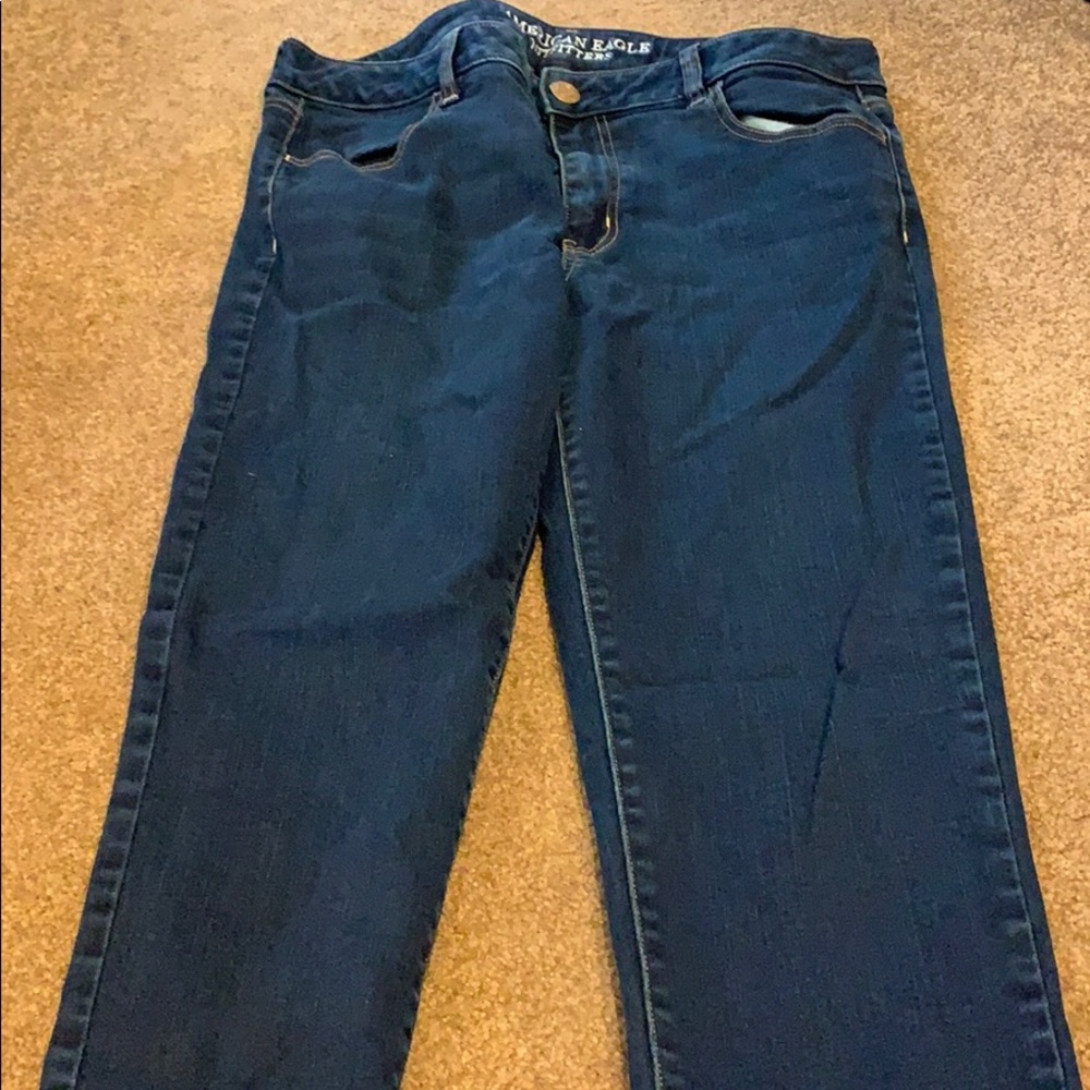 Aeo dark wash denim jegging size 14 LONG